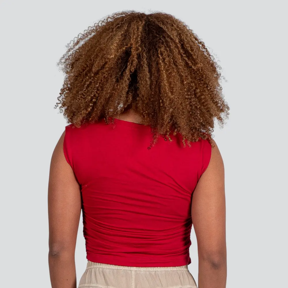 Blusa Feminina Manga Curta Moletinho Com Drapeado Lateral .12129