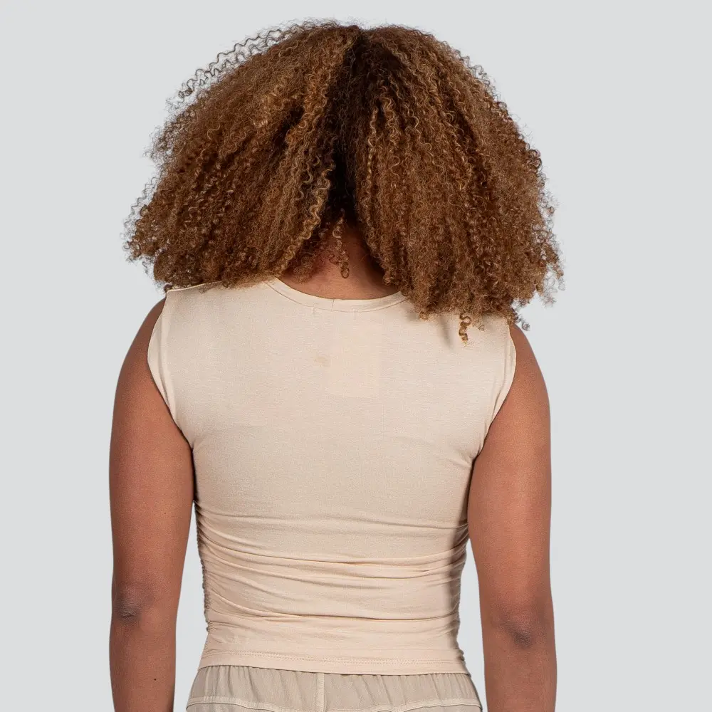 Blusa Feminina Manga Curta Moletinho Com Drapeado Lateral .12129