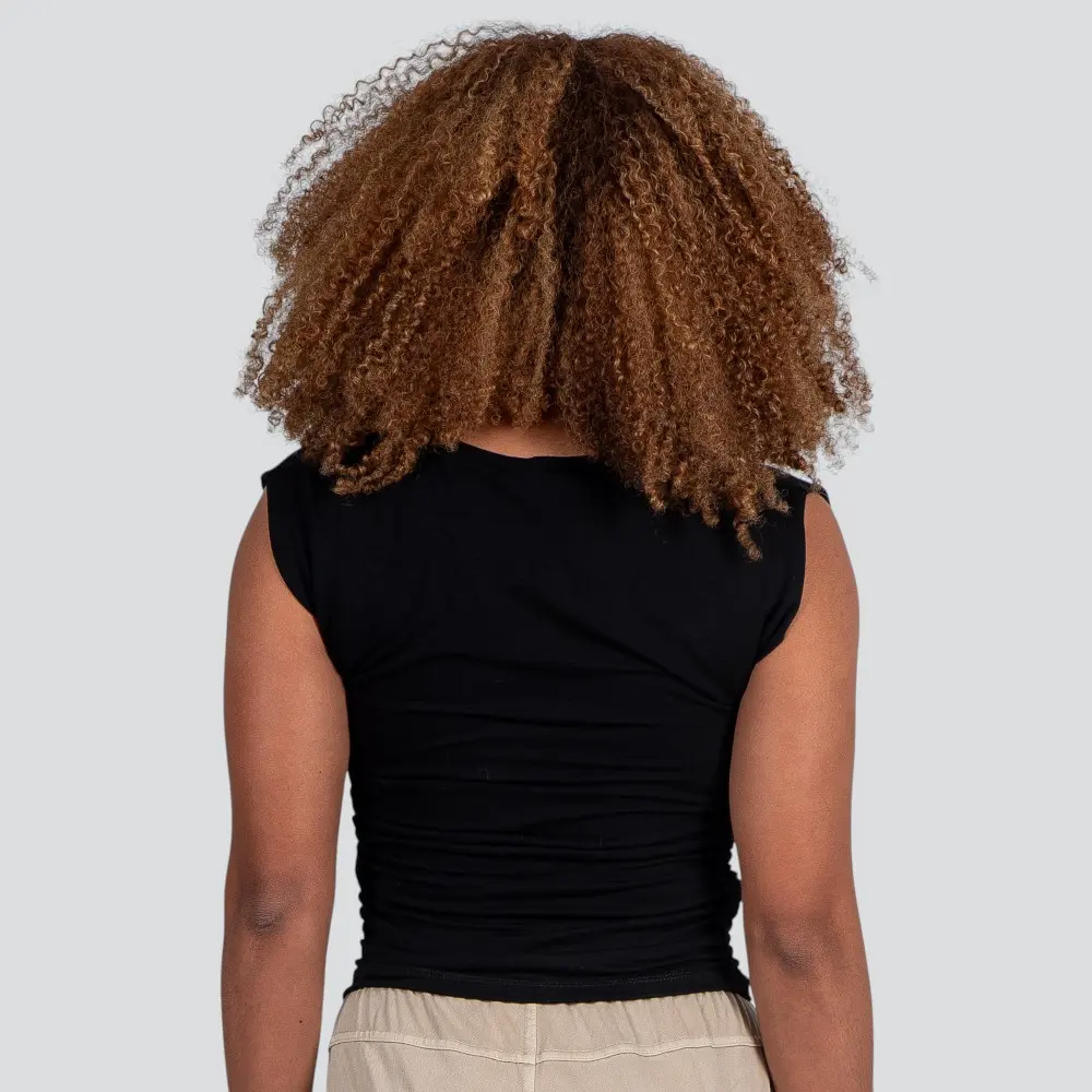 Blusa Feminina Manga Curta Moletinho Com Drapeado Lateral .12129