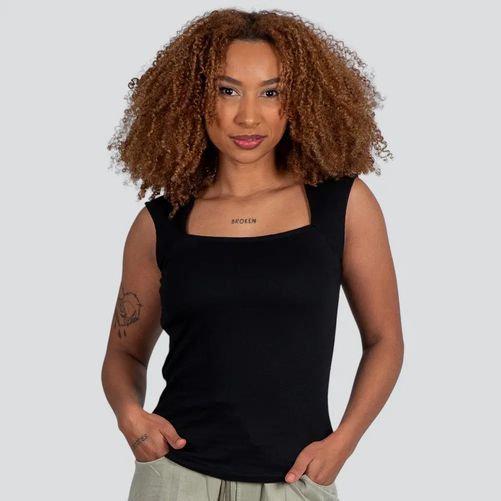 Regata Feminina Alça Larga Lisa Anarruga .E15658