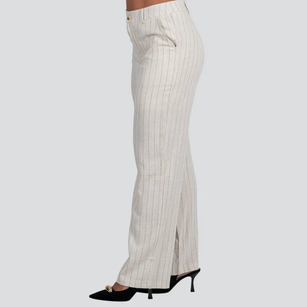 Calça Feminina Pantalona Linho Risca de Giz .X2409122C