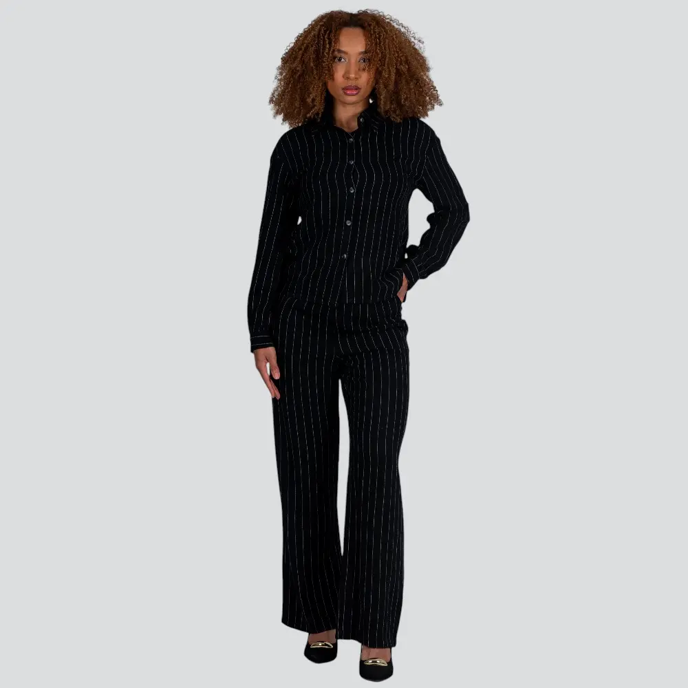 Calça Feminina Pantalona Linho Risca de Giz .X2409122C