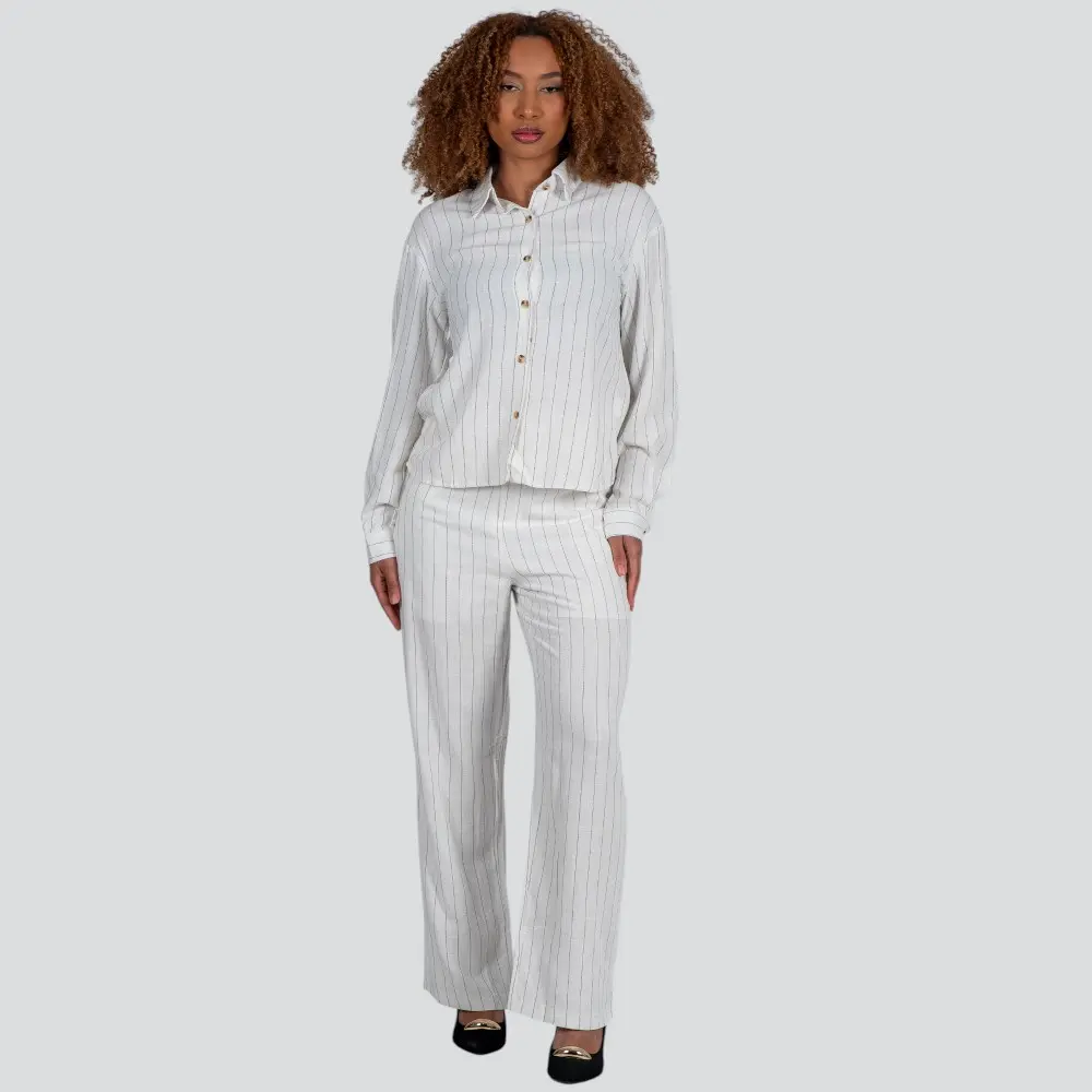 Calça Feminina Pantalona Linho Risca de Giz .X2409122C