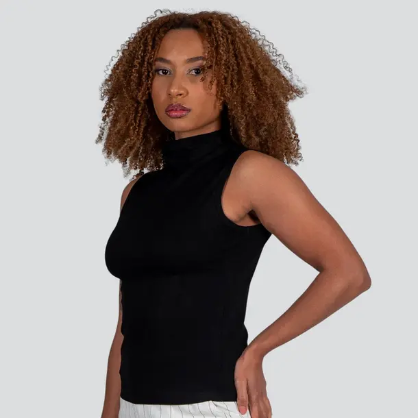 Regata Feminina Alça Larga Gola Alta .YS2767 Preto