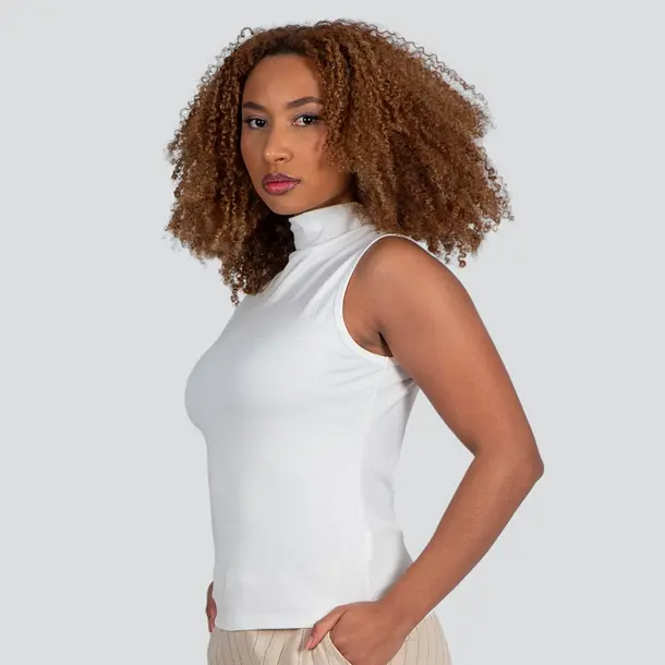 Regata Feminina Alça Larga Gola Alta .YS2767 Branco