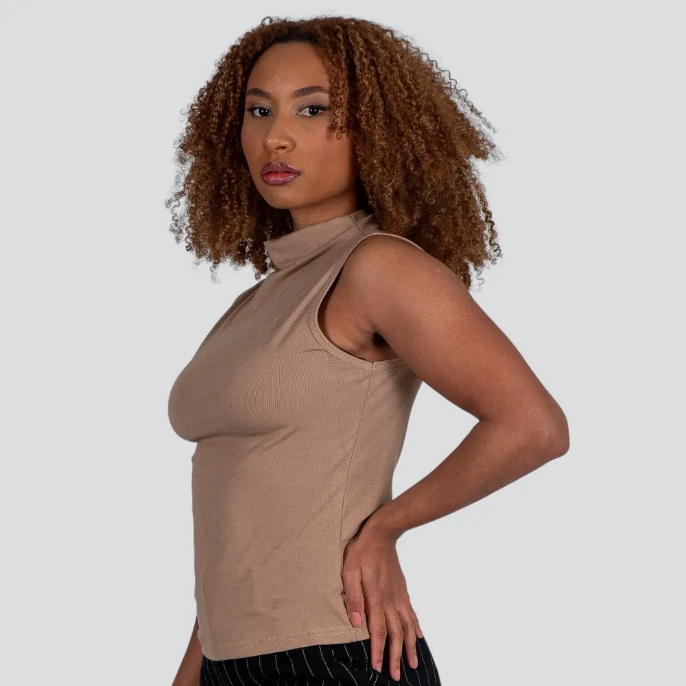 Regata Feminina Alça Larga Gola Alta .YS2767