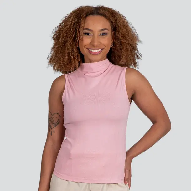 Regata Feminina Alça Larga Gola Alta .YS2767 Rosa