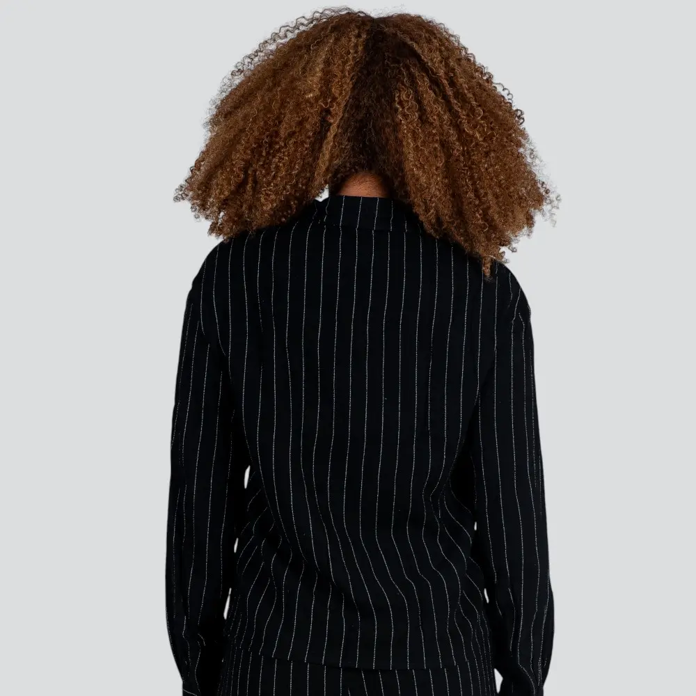 Camisa Feminina Manga Longa Linho Risca de Giz .X2409121C