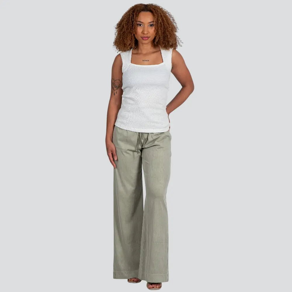 Calça Feminina Pantalona Jeans Leve .LU8805