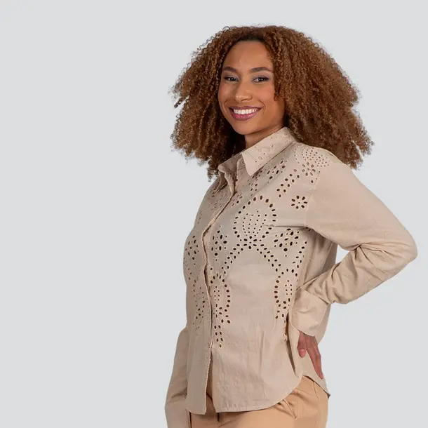 Camisa Feminina Manga Longa Laise .TY2501418C