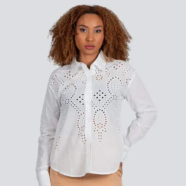 Camisa Feminina Manga Longa Laise .TY2501418C Branco