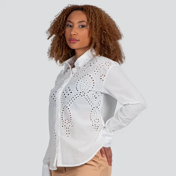Camisa Feminina Manga Longa Laise .TY2501418C Branco
