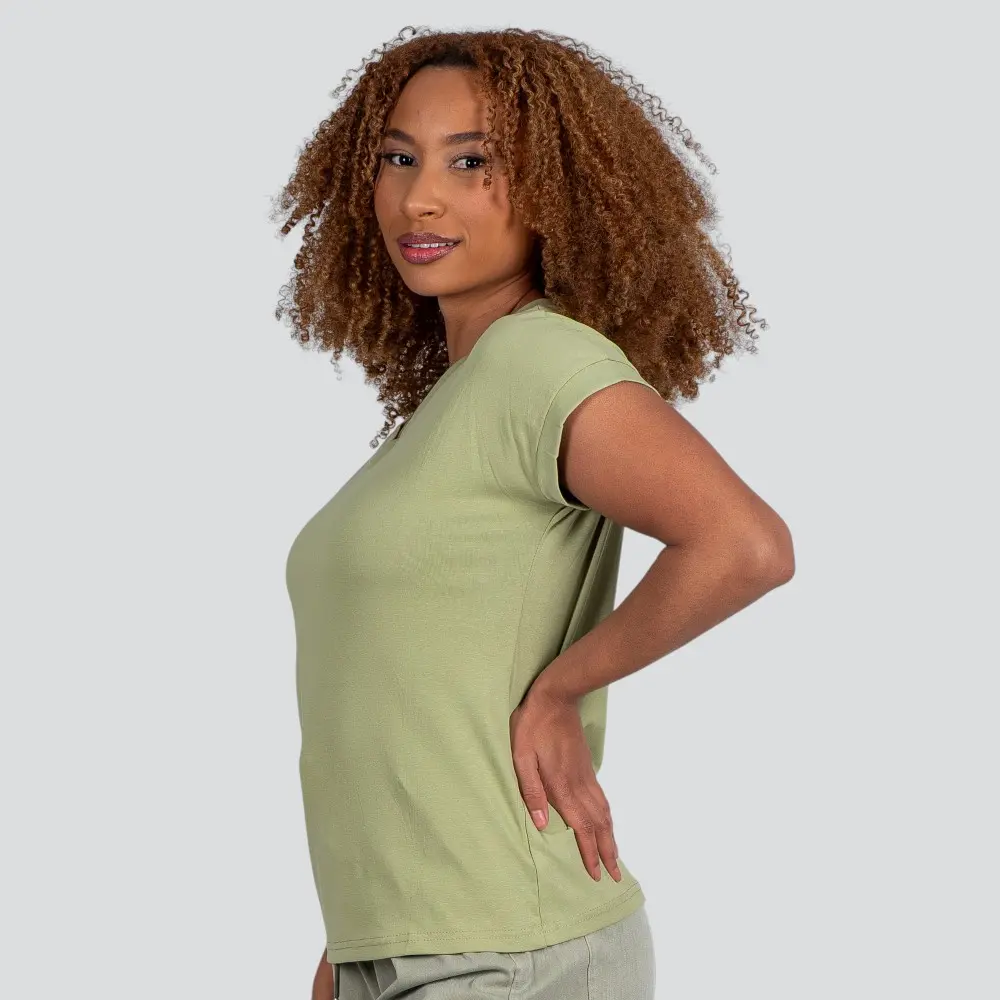 Blusa Feminina Manga Curta Gola V Lisa .XB639