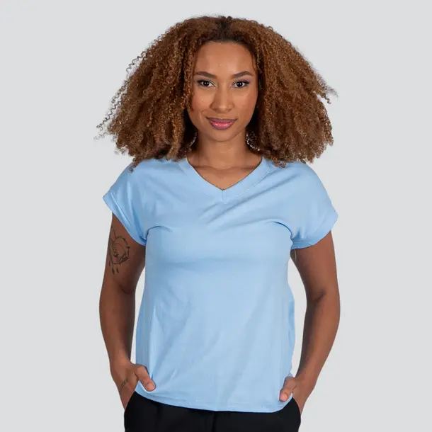 Blusa Feminina Manga Curta Gola V Lisa .XB639