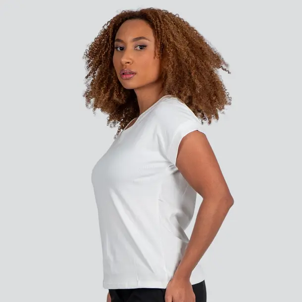 Blusa Feminina Manga Curta Gola V Lisa .XB639 Branco