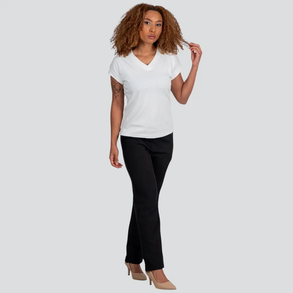 Blusa Feminina Manga Curta Gola V Lisa .XB639