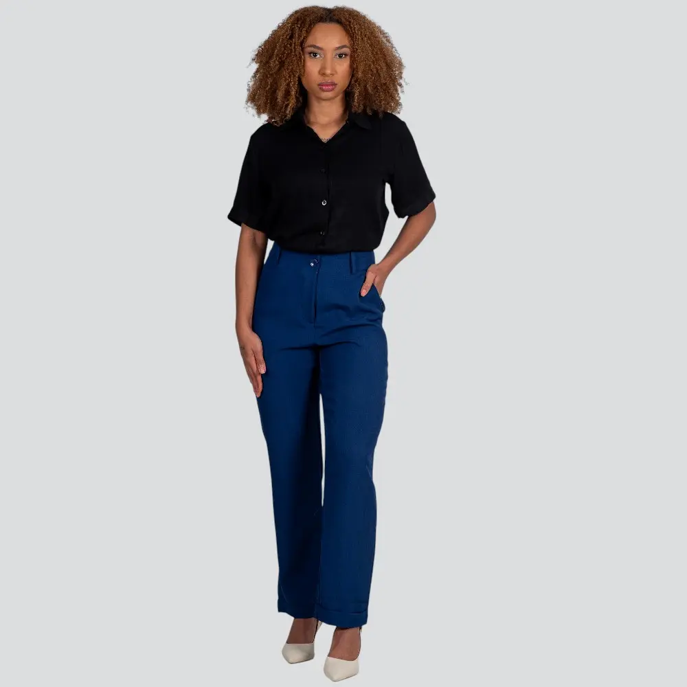 Camisa Feminina Manga Curta Com Botões .WS2033