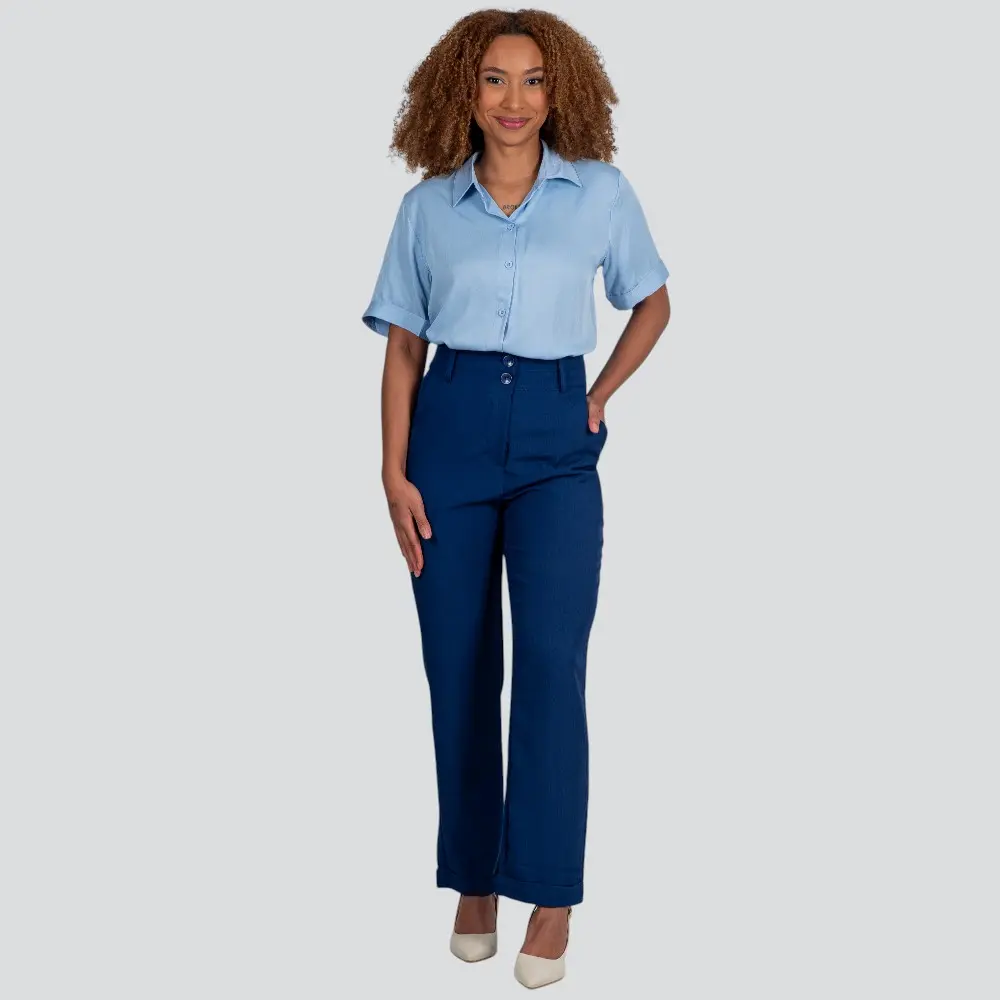 Camisa Feminina Manga Curta Com Botões .WS2033