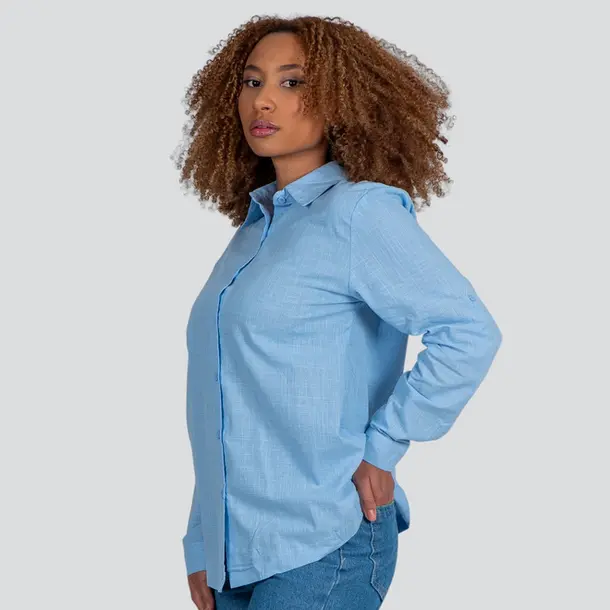 Camisa Feminina Manga Longa Linho .XT38103