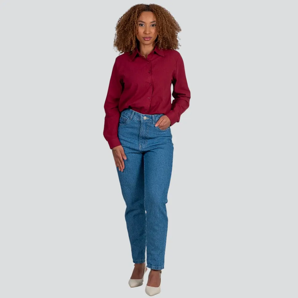 Camisa Feminina Manga Longa Linho .XT38103