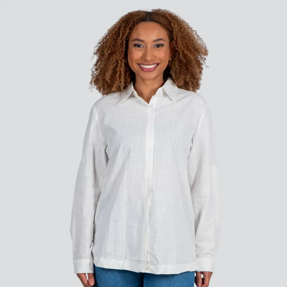 Camisa Feminina Manga Longa Linho .XT38103