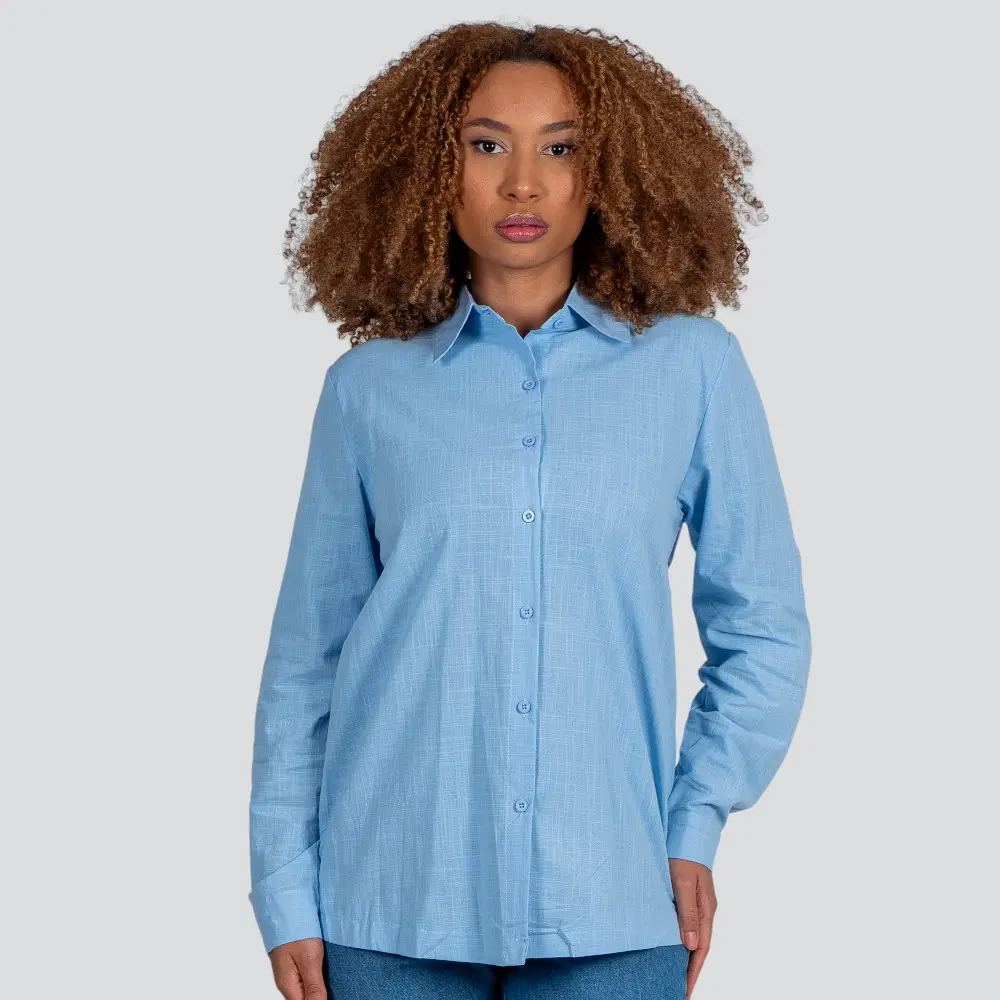 Camisa Feminina Manga Longa Linho .XT38103