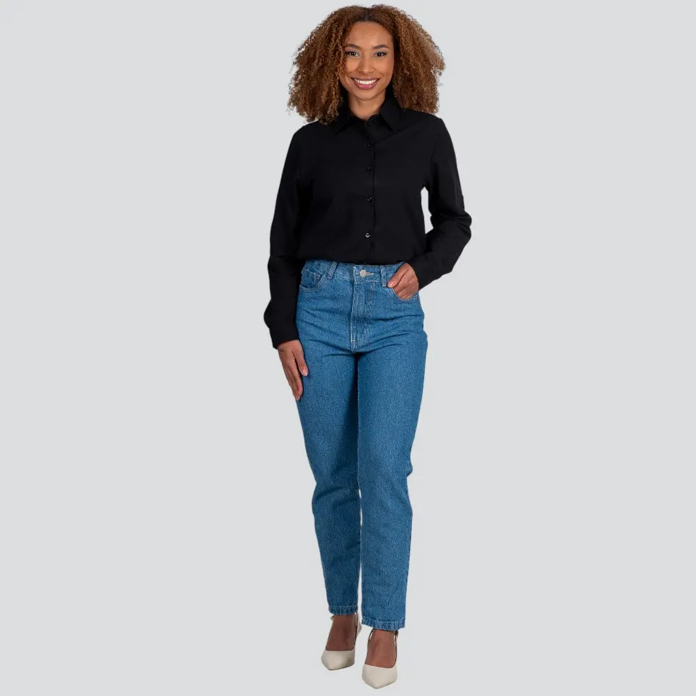 Camisa Feminina Manga Longa Linho .XT38103