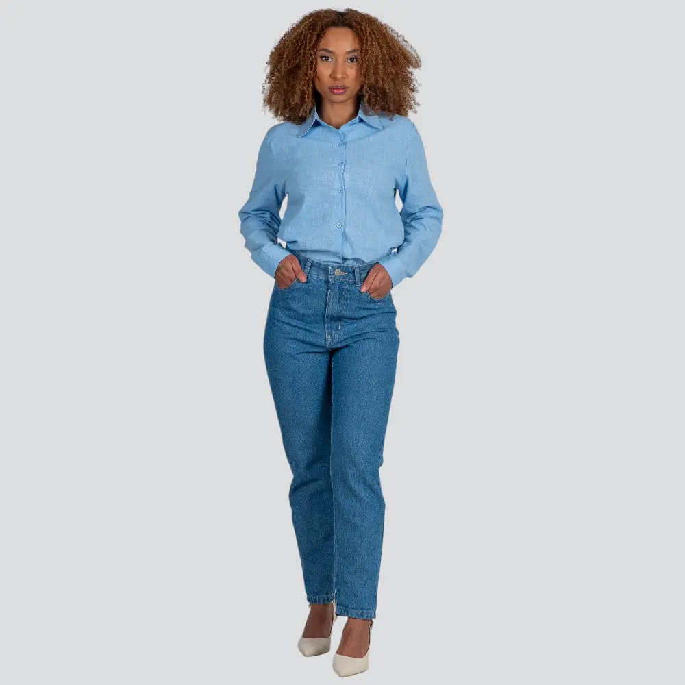 Camisa Feminina Manga Longa Linho .XT38103