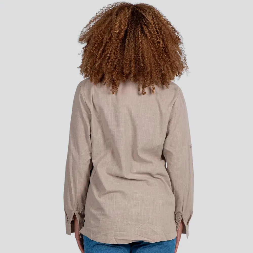 Camisa Feminina Manga Longa Linho .XT38103