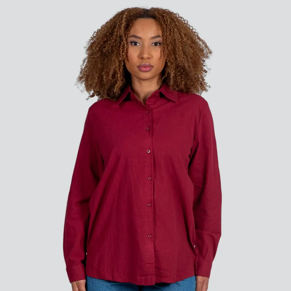 Camisa Feminina Manga Longa Linho .XT38103