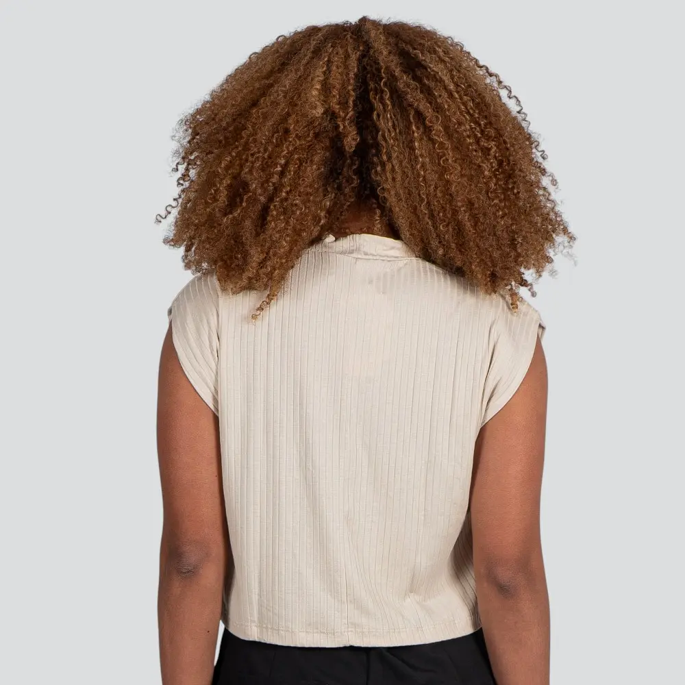 Blusa Feminina Manga Curta Gola Média Canelada .617240