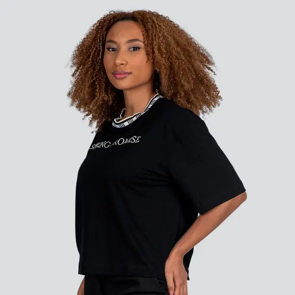 Blusa Feminina Manga Curta Viscose Creponada Com Estampa .617252