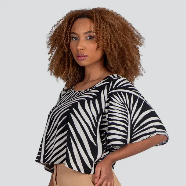 Blusa Feminina Manga Curta Ampla Viscose Khyara .617255