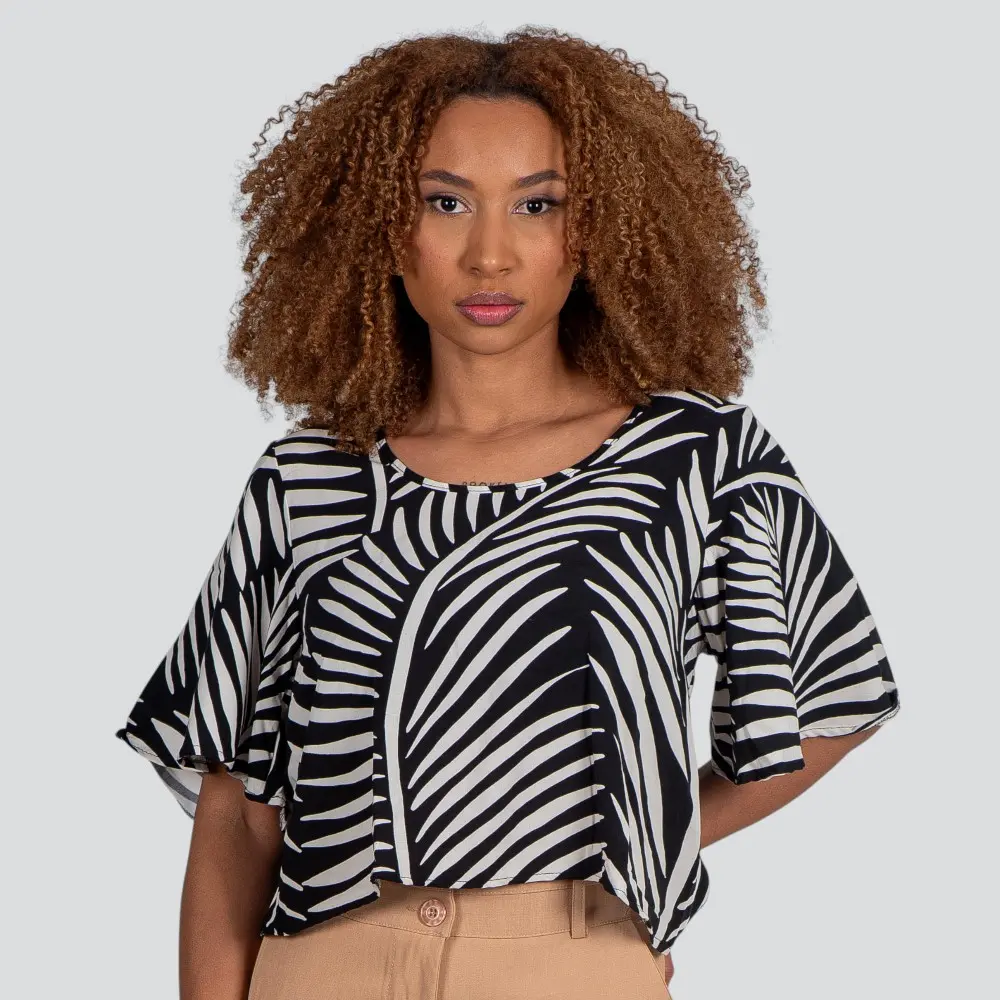 Blusa Feminina Manga Curta Ampla Viscose Khyara .617255