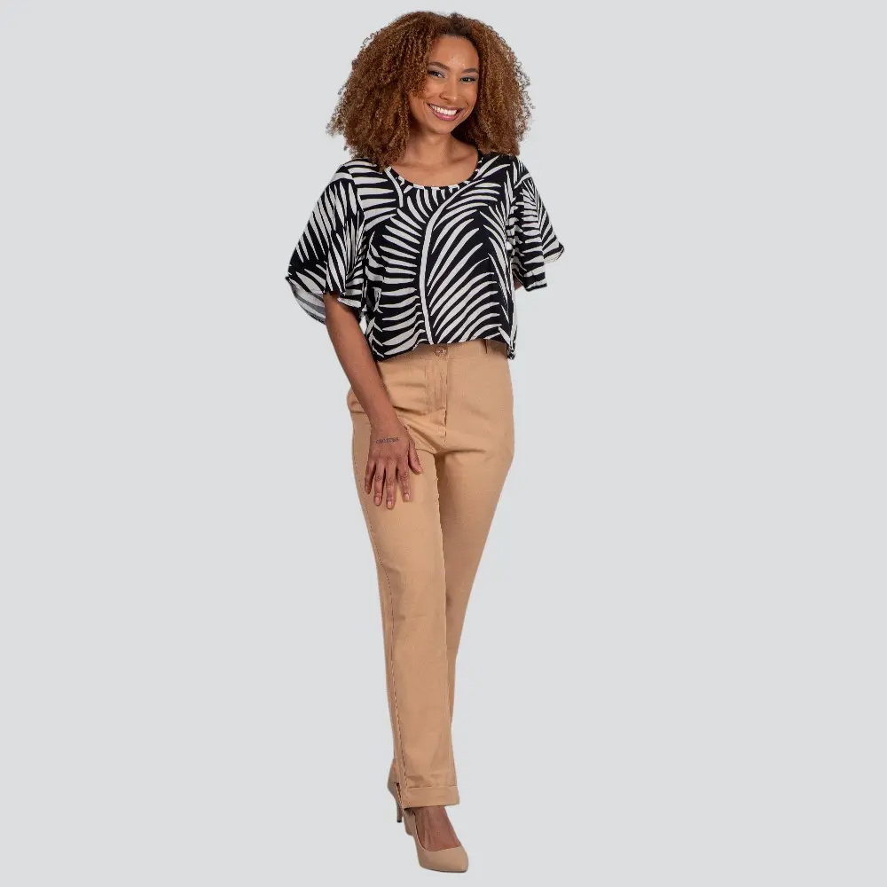 Blusa Feminina Manga Curta Ampla Viscose Khyara .617255