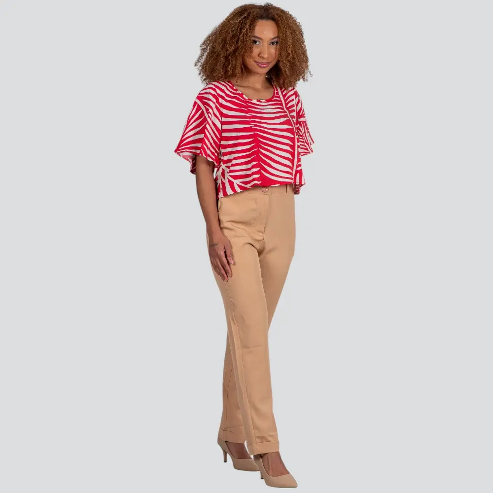 Blusa Feminina Manga Curta Ampla Viscose Khyara .617255