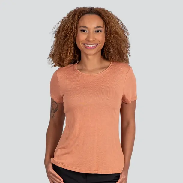 Blusa Feminina Manga Curta Viscolinho Tricot .91515 Tostado