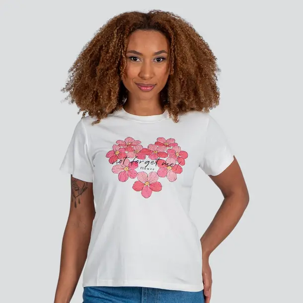 Blusa Feminina Manga Curta Gola Com Estampa .YS3169 Off/Rosa