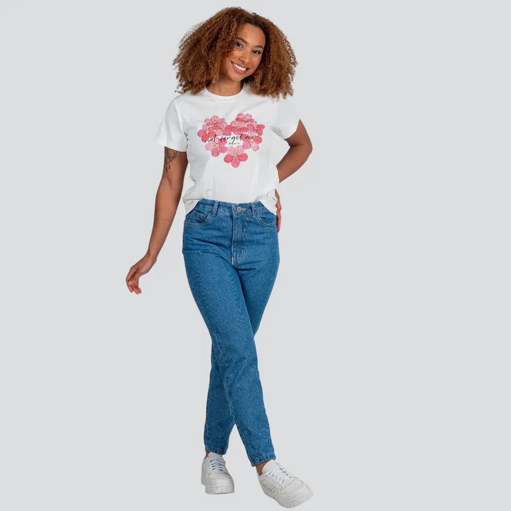 Blusa Feminina Manga Curta Gola Com Estampa .YS3169