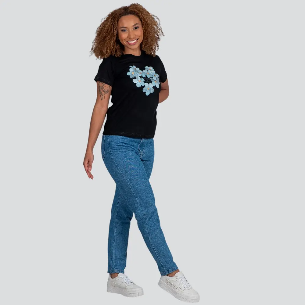 Blusa Feminina Manga Curta Gola Com Estampa .YS3169