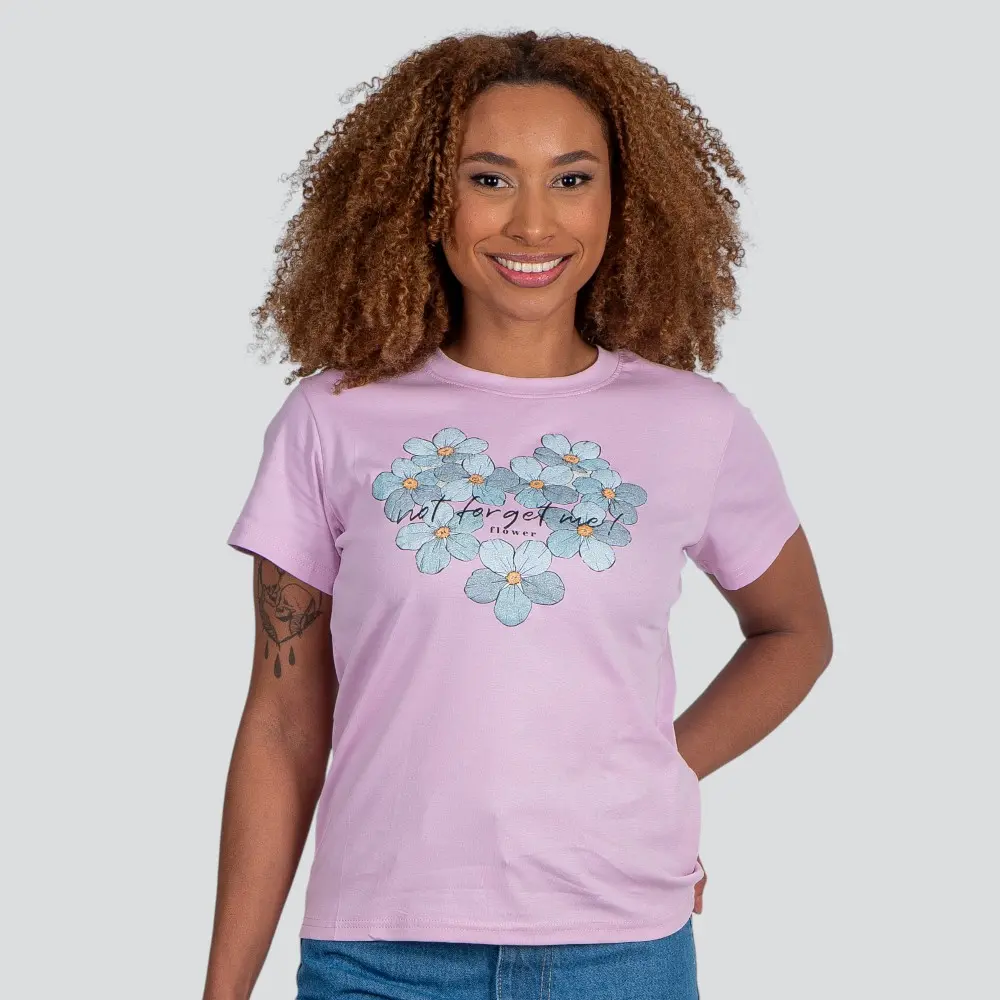 Blusa Feminina Manga Curta Gola Com Estampa .YS3169