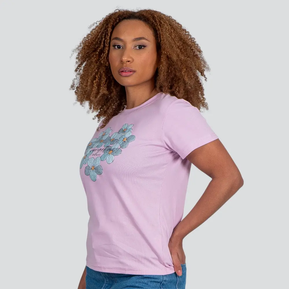 Blusa Feminina Manga Curta Gola Com Estampa .YS3169