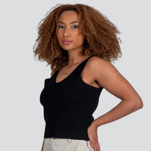 Regata Feminina Alça Média Tricô Modal .E2409283C Preto
