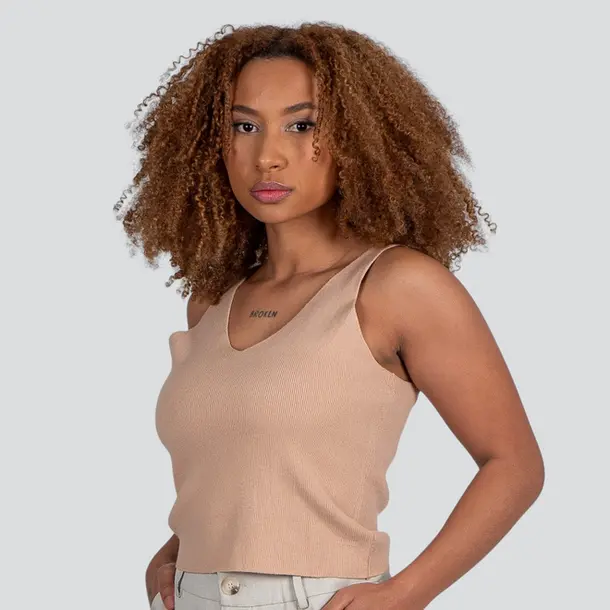 Regata Feminina Alça Média Tricô Modal .E2409283C Bege