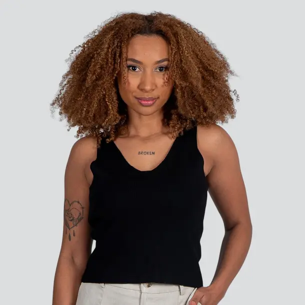 Regata Feminina Alça Média Tricô Modal .E2409283C Preto