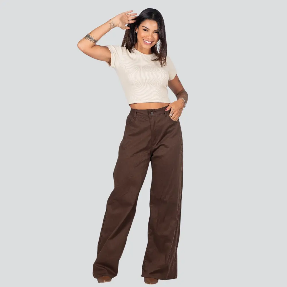 Calça Sarja Feminina Wide Leg .8741