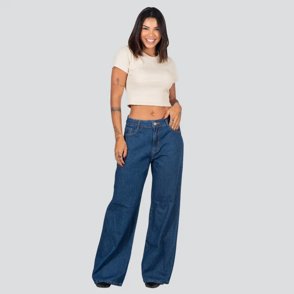 Calça Jeans Feminina Wide Leg .8762