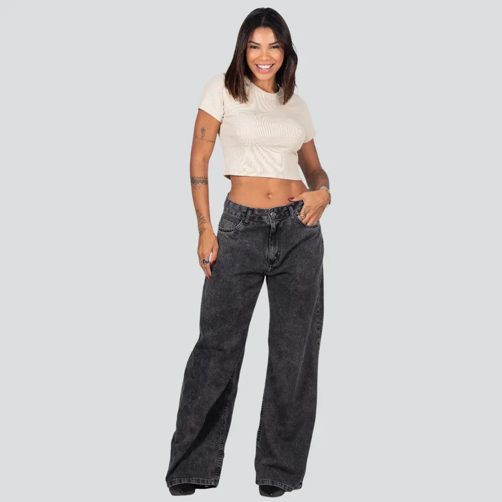 Calça Jeans Feminina Wide Leg .8821