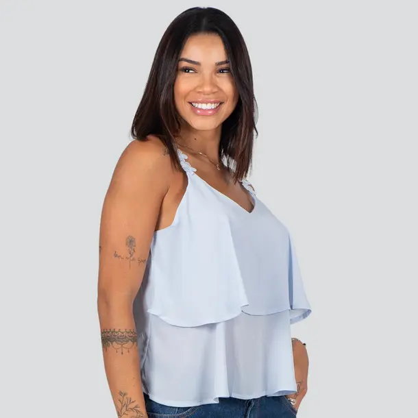 Regata Feminina Alça Fina Com Babado .XH1022