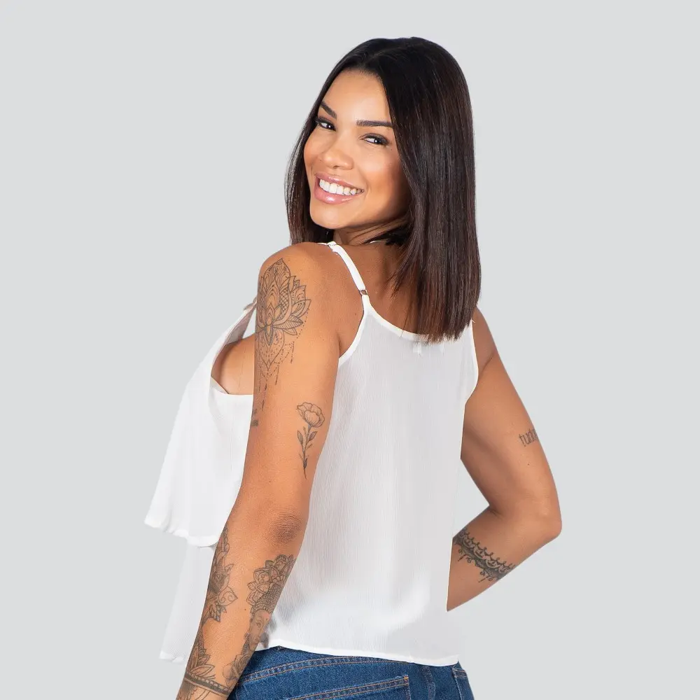 Regata Feminina Alça Fina Com Babado .XH1022